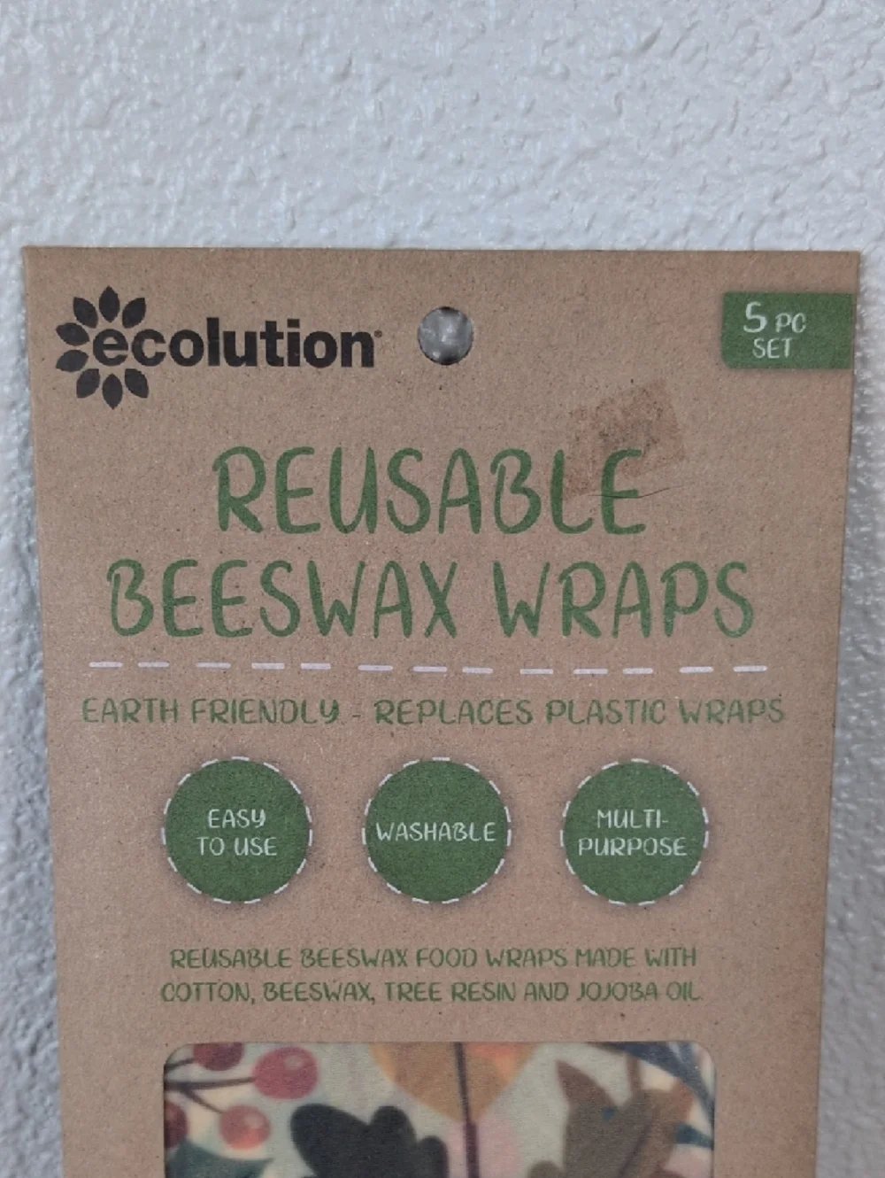 Ecolution Reusable Beeswax Wraps 5 pc Set - Picture 2 of 6